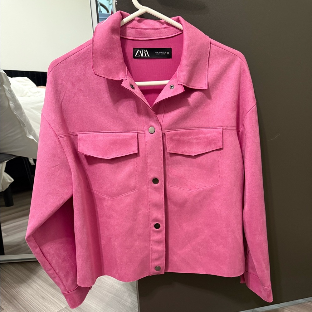 Zara Vibrant Pink Suede Jacket